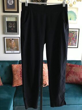 EDDIE BAUER size S Black Pull-On Stretch Lightweight Travelers Ankle Pants